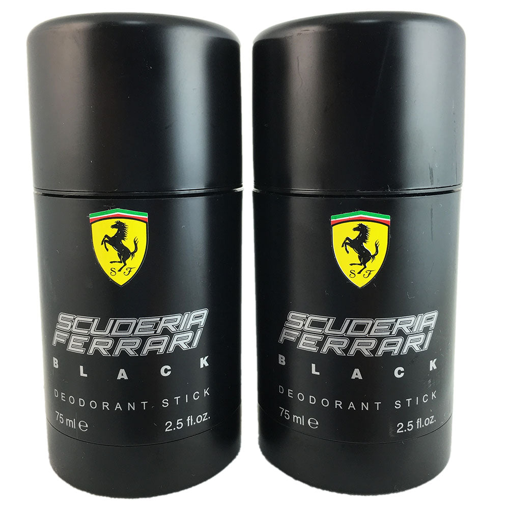 Ferrari Black for Men 2.5 oz 75 ml Deodorant Stick (Two)